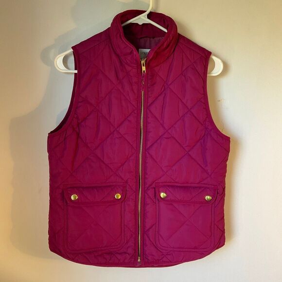 J Crew Quilted Zip up Vest. Rasberry Small preppy heritage - Picture 2 of 12